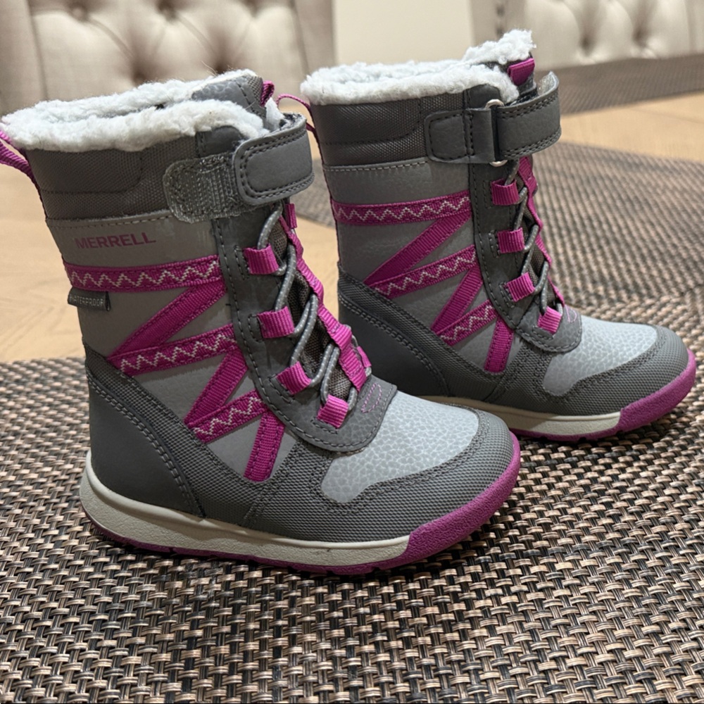 Merrell Kids' Pink and Gray Snow Boots